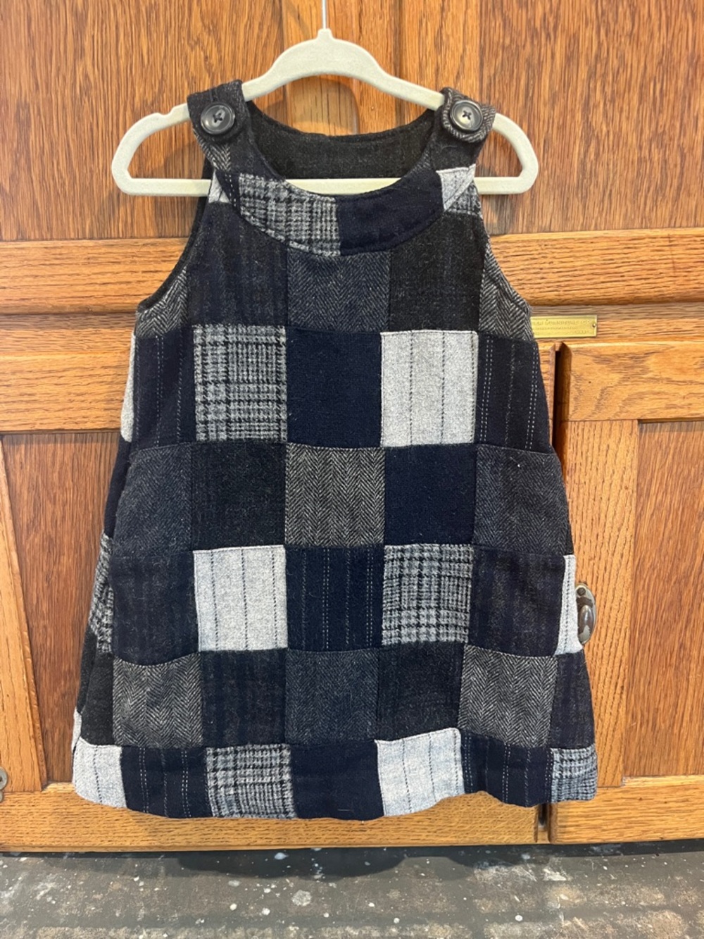 GAP Black and Gray Patchwork Wool Dress with Pockets